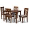 Baxton Studio Kasia Grey Upholstered and Walnut Wood 5-Piece Dining Set 172-9878-8959 - alternate 1